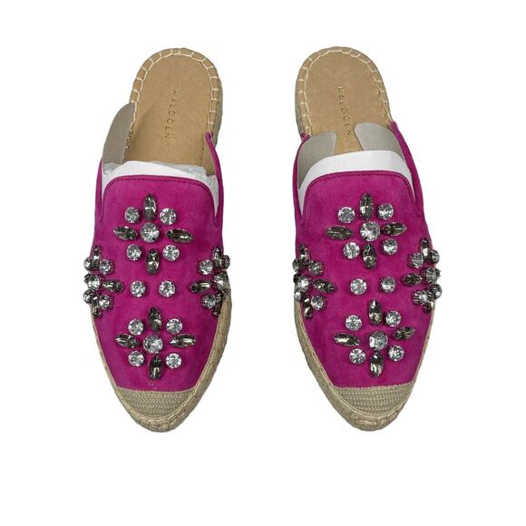 NEW Halogen Blythe Espadrille Mule Women's Size 7M Fuschia Suede Embellished - Picture 3 of 6